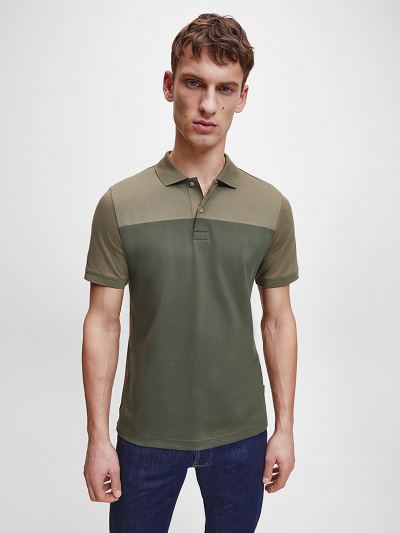 Calvin Klein Ruhák HU172200 | Calvin Klein Slim Colour Blocked Férfi Pólóing Olivazöld